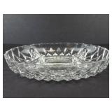 Val St Lambert Crystal Divided Relish Dish - Four-Compartment Diamond-Cut Pattern