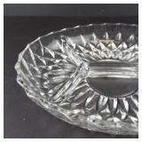 Val St Lambert Crystal Divided Relish Dish - Four-Compartment Diamond-Cut Pattern