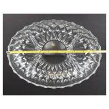 Val St Lambert Crystal Divided Relish Dish - Four-Compartment Diamond-Cut Pattern
