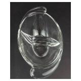 Cambridge Glass Blue 3-Part Relish Dish - Vintage Cloverleaf Design (Chipped Rim)