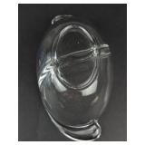 Cambridge Glass Blue 3-Part Relish Dish - Vintage Cloverleaf Design (Chipped Rim)