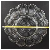 Anchor Hocking Vintage Clear Glass Deviled Egg Plate - 12 Wells, 9in Diameter