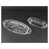 Vintage Duncan & Miller Teardrop Pattern Oval Relish Dish & Indiana Glass Crystal Relish Dish