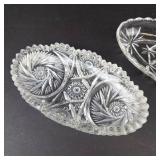 Glass Relish Dishes - 2-Piece Cut Crystal Oval Set