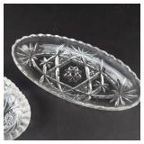 Glass Relish Dishes - 2-Piece Cut Crystal Oval Set