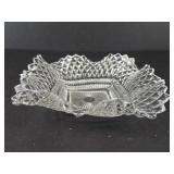 Indiana Glass Diamond Point Square Clear Glass Dish - Vintage Ruffled Edge