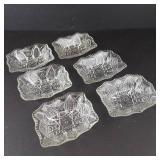 Indiana Glass Paneled Daisy & Finecut Rectangular Bowls - Set of 6