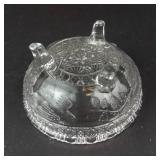 Indiana Glass Scalloped Birds & Strawberries Footed Desert Bowl