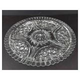 Anchor Hocking Stars & Bars Relish Platter - Vintage Clear Glass, 4-Section