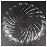 Federal Glass Rhythm Platter - Clear Swirl Round - 9 in Diameter - Vintage 1960s