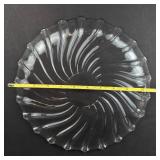 Federal Glass Rhythm Platter - Clear Swirl Round - 9 in Diameter - Vintage 1960s