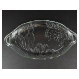 Colony Crafts Crystal Fleurs Handled Platter - Vintage Floral Glass Serving Dish, Oval