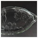 Colony Crafts Crystal Fleurs Handled Platter - Vintage Floral Glass Serving Dish, Oval