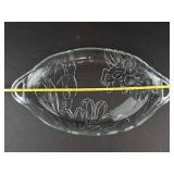Colony Crafts Crystal Fleurs Handled Platter - Vintage Floral Glass Serving Dish, Oval