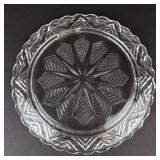 Federal Glass Starburst Snowflake Pattern Footed Cake Plate - 9-Inch Clear Glass