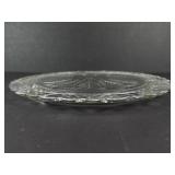 Federal Glass Starburst Snowflake Pattern Footed Cake Plate - 9-Inch Clear Glass