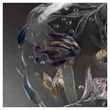 Mikasa Savoir Vivre Key Largo Glass Bowl - Vintage Embossed Fish & Seashells, Blue Edges