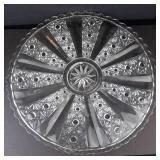 HUGE Crystal Cut Glass Round Serving Plate - 20-Inch Diameter, Scalloped Rim, Starburst Pattern