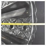 HUGE Crystal Cut Glass Round Serving Plate - 20-Inch Diameter, Scalloped Rim, Starburst Pattern
