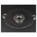 Clear Glass Cake Plate - 9-Inch, Ripple Edge, Center Ring