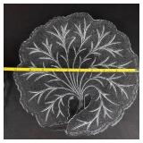 Indiana Glass Pebble Leaf Clear Glass Dish & Pressed Glass Serving Plate (Lot of 2)