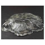 Indiana Glass Pebble Leaf Clear Glass Dish & Pressed Glass Serving Plate (Lot of 2)