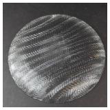 Pressed Glass Plates Set - Leaf & Berry Embossed, Herringbone & Clear Swirl Edges (Lot of 3)