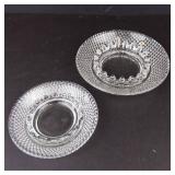 Vintage Clear Glass Ashtrays - Diamond Pattern with Beaded Inner Ring (Lot of 2)