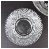 Vintage Clear Glass Ashtrays - Diamond Pattern with Beaded Inner Ring (Lot of 2)