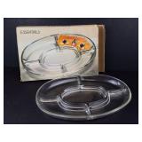 Essentials Vintage Clear Glass 5-Compartment Divided Serving Tray