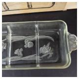 Toscany Printemps Relish Tray - 3-Compartment Frosted Floral Glass