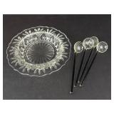Princess House Crystal Heritage Shell Condiment Spoons - Set of 4 & Clear Candy Dish