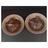 Anchor Hocking Miss America Pink Depression Glass Divided Relish Trays - Set of 2