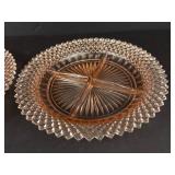Anchor Hocking Miss America Pink Depression Glass Divided Relish Trays - Set of 2