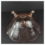 Lancaster Pink Depression Glass Footed Bowl - Floral Etching & Scalloped Rim