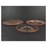 Pink Glass Plates (Lot of 3)