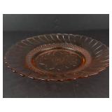 KIG Indonesia Pink Sunflower Glass Bowl - Amber Swirl Pattern, 9-in Diameter