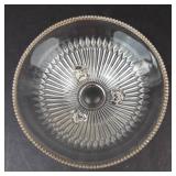 Pressed Glass Footed Bowl with Radiating Starburst Pattern - 6 in Diameter