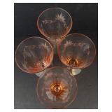 Tumbler Glasses - Vintage Pink Depression Glass Tall Footed (Lot of 4)