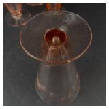 Tumbler Glasses - Vintage Pink Depression Glass Tall Footed (Lot of 4)