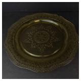 Federal Glass Patrician Spoke Amber Depression Plate & Indiana Glass Lorain Pattern Plate