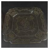 Federal Glass Patrician Spoke Amber Depression Plate & Indiana Glass Lorain Pattern Plate