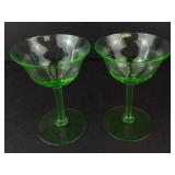 Emerald Green Glass Champagne Coupes - Set of 2