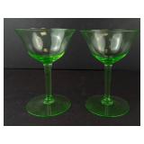 Emerald Green Glass Champagne Coupes - Set of 2