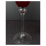 Ruby Red Glass Champagne Coupe & Martini Glass with Clear Stem
