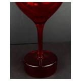 Ruby Red Glass Champagne Coupe & Martini Glass with Clear Stem