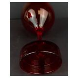 Ruby Red Glass Champagne Coupe & Martini Glass with Clear Stem