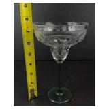 Glassware - 4 Stemware: 2 Iridescent Glasses, 1 Sombrero Margarita, 1 Green-Tinted Wine Goblet