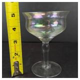 Glassware - 4 Stemware: 2 Iridescent Glasses, 1 Sombrero Margarita, 1 Green-Tinted Wine Goblet