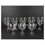 Fostoria Wedding Ring Crystal Glasses - Platinum Rim (Lot of 9)